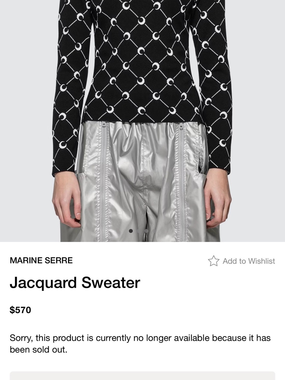 Marine Serre Black & White Crescent-Link Knit Top